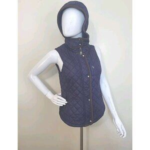 BCBG Vest Women's Size Small Blue Quilted Removable Hood Pockets